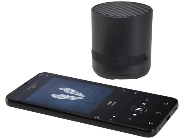 Altavoz inalámbrico Hunor de plástico reciclado con Bluetooth Negro intenso detalle 6