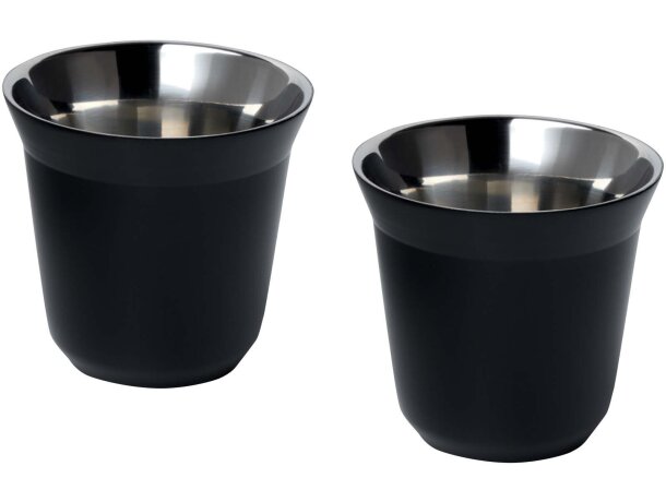 Tazas espresso Duo acero inoxidable reciclado certificado Negro intenso detalle 10