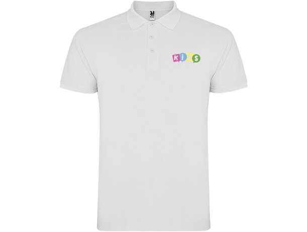 Polo de manga corta infantil Star Roly en punto piqué Blanco detalle 1