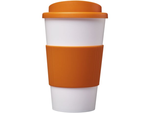 Vaso con aislamiento de 350 ml con agarradera Americano® Naranja/blanco detalle 3