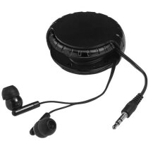Cascos auriculares con estuche guardacable personalizado negro intenso Cascos auriculares con estuche guardacable personalizado negro intenso