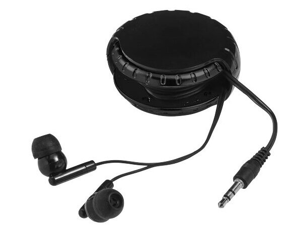 Cascos auriculares con estuche guardacable personalizado negro intenso Cascos auriculares con estuche guardacable personalizado negro intenso