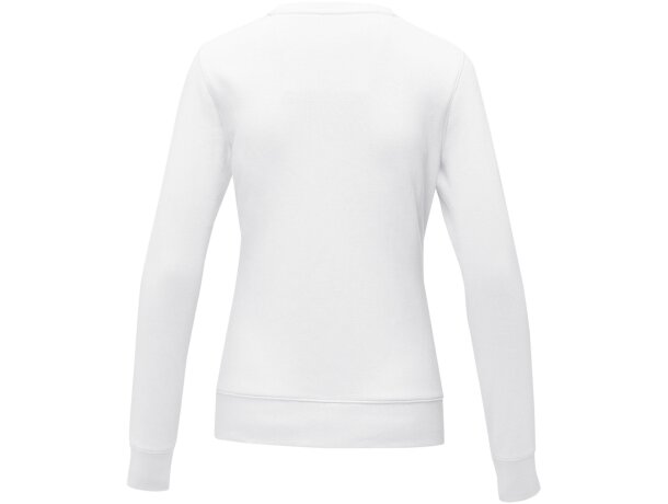 Jersey cuello redondo mujer Zenon interior afelpado algodón Blanco detalle 3
