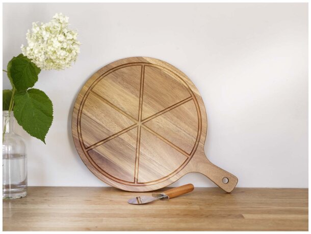 Set para pizza Timberito con tabla y cortador de acacia Madera detalle 4