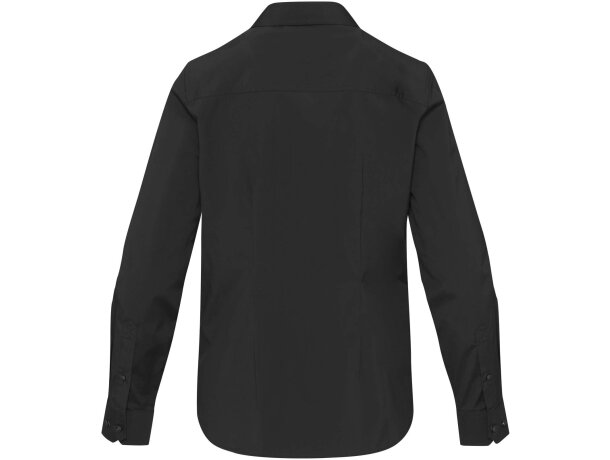 Camisa popelina mujer Carnelian algodón BCI elástico Negro intenso detalle 3