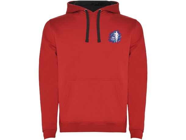 Sudadera con capucha para hombre Urban Roly Rojo/negro intenso detalle 86