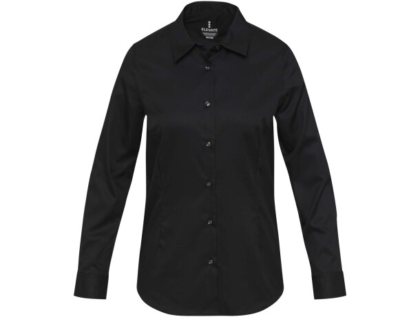 Camisa sarga mujer Citrine algodón BCI certificado 185 g/m² Negro intenso detalle 2