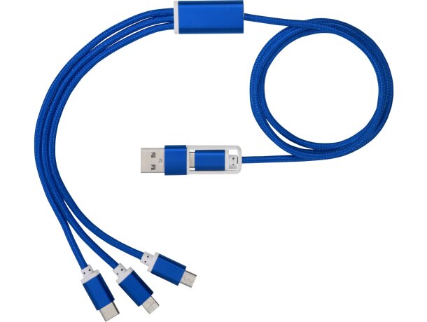 Cable de carga personalizado 100 cm con 5 conectores Versatile Azul real detalle 6