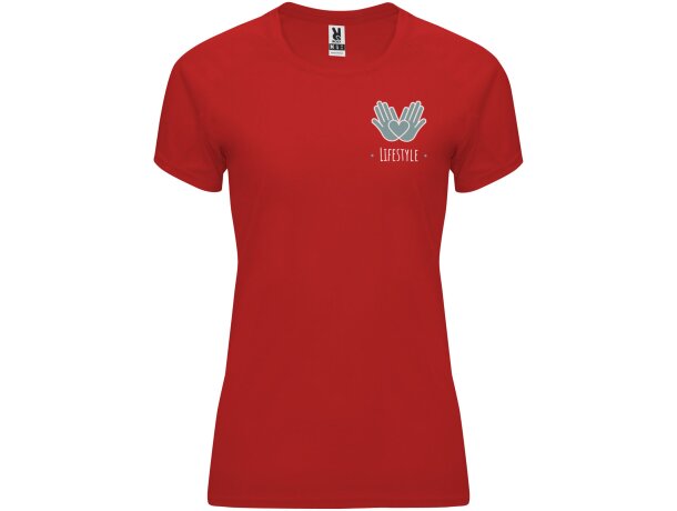 Camiseta deportiva manga corta mujer Bahrain Roly técnica Rojo detalle 77