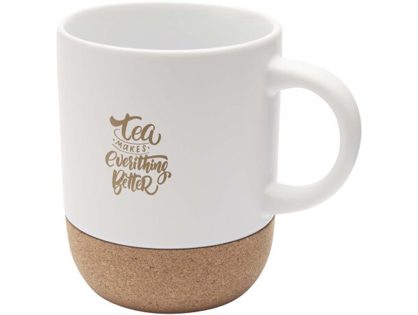 Taza cerámica Billie 300 ml con base de corcho Blanco detalle 1