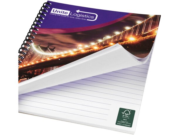 Cuaderno con espiral A4 Desk-Mate personalizable corporativo Negro intenso/blanco detalle 8