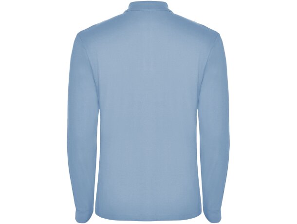 Polo manga larga hombre Estrella Roly 100% algodón piqué Azul celeste detalle 18
