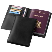 Cartera para el pasaporte de piel negro intenso Cartera para el pasaporte de piel negro intenso