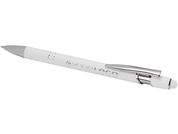 Bolígrafo Kish con acabado plateado en aluminio reciclado Blanco detalle 5