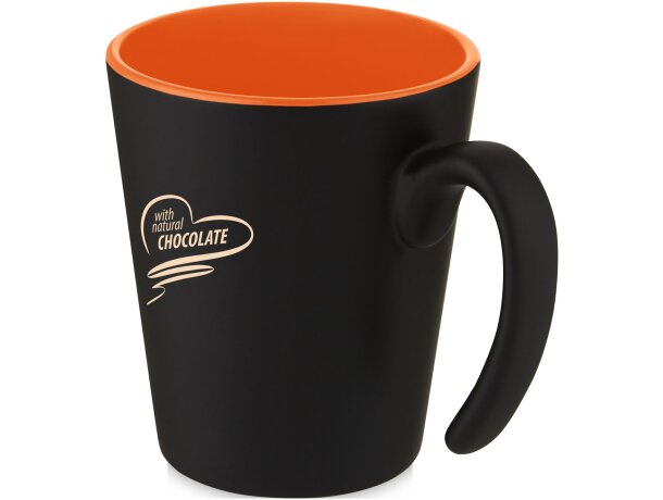 Taza de cerámica con asa Oli 360 ml personalizable Naranja/negro intenso detalle 10