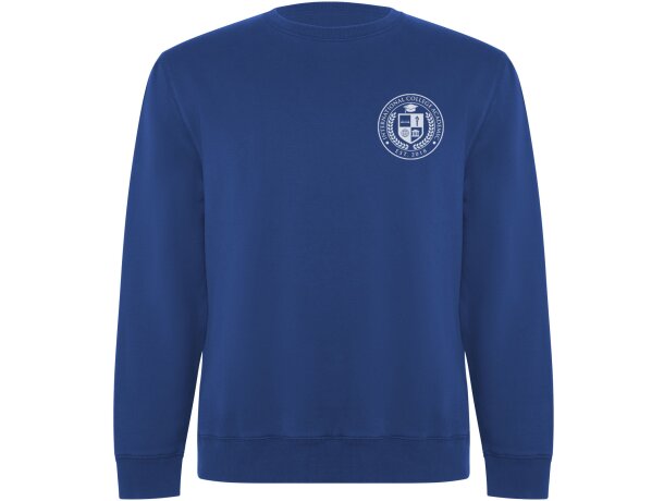 Sudadera cuello redondo algodón orgánico Batian unisex Roly Azul real detalle 9