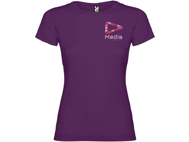 Camiseta mujer manga corta Jamaica Roly 100% algodón entallada Morado detalle 65