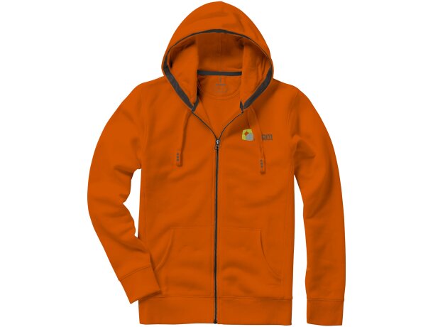 Sudadera con cremallera y capucha contrastada Naranja detalle 3