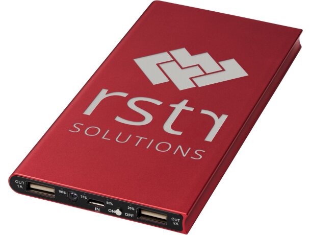 Batería externa de aluminio Plate 8000 mAh con USB tipo C Rojo detalle 22