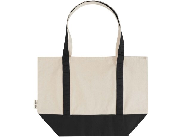 Bolsa tote de algodón reciclado certificado GRS Sam Negro intenso/natural detalle 3