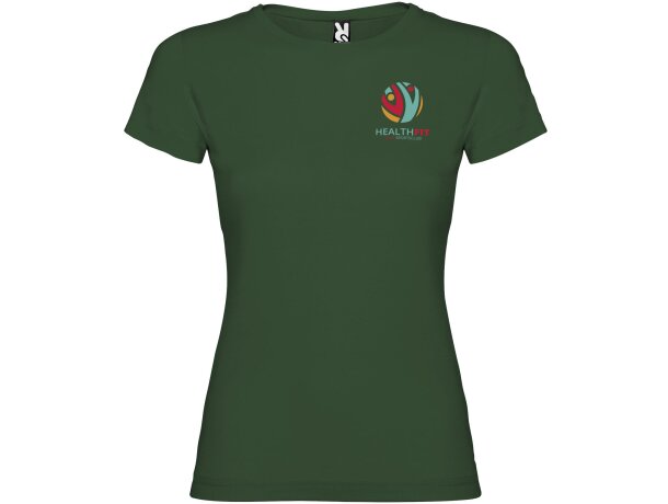 Camiseta mujer manga corta Jamaica Roly 100% algodón entallada Verde botella detalle 45