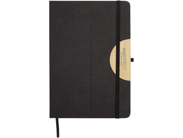 Set de regalo con libreta tapa dura A5 y bolígrafo Laura Negro intenso detalle 1