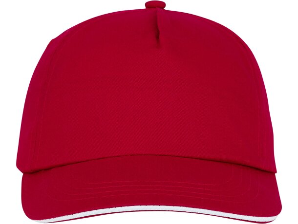 Gorra personalizable de 5 paneles con detalle de ribete Rojo detalle 6