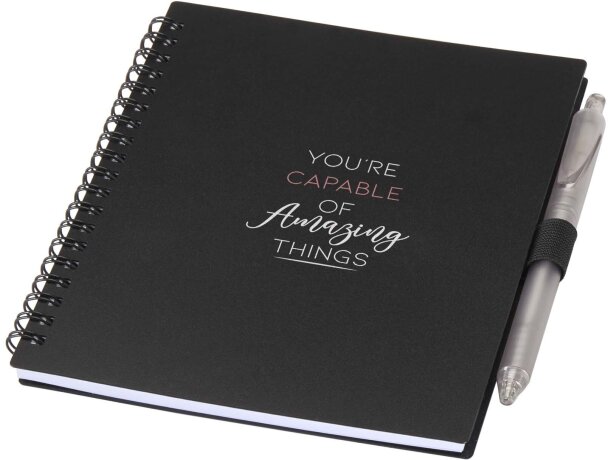 Juego libreta tapa blanda y bolígrafo reciclado Niove Negro intenso detalle 9