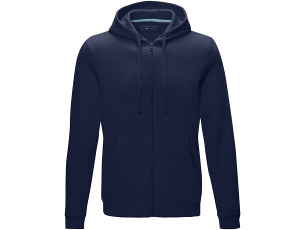Sudadera con capucha y cremallera Ruby para hombre sostenible Azul marino detalle 17