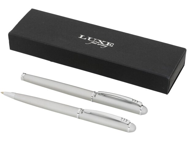 Set Andante con bolígrafo giratorio y rollerball capuchón metal Azul detalle 11