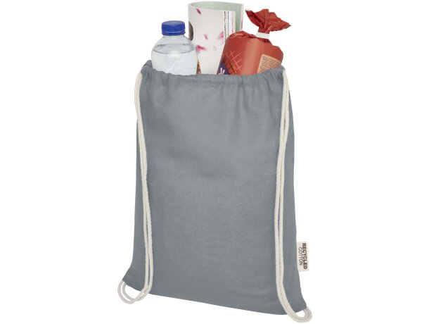 Bolsa con cordón Oregon de algodón reciclado certificado GRS Gris detalle 23