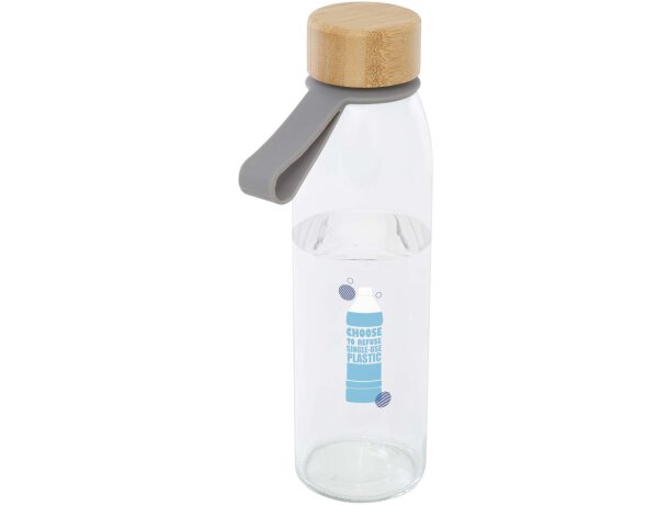 Botella de cristal Porto 500 ml con tapa de bambú Gris detalle 9