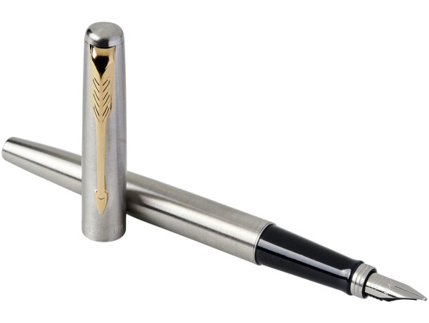Pluma estilográfica Parker Jotter acero inoxidable cromado Gris acero inoxidable/dorado detalle 6