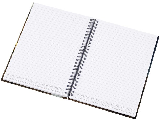 Agenda A5 tapa dura sin fechas Desk-Mate con papel FSC Blanco/negro intenso detalle 6