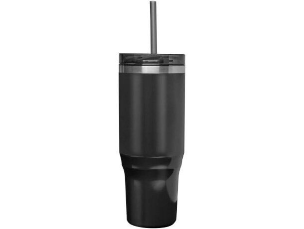 Vaso térmico con pajita Melbourne 1200ml acero reciclado Negro intenso detalle 20