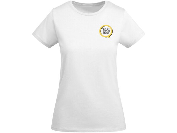 Camiseta mujer algodón orgánico Breda de Roly Blanco detalle 1