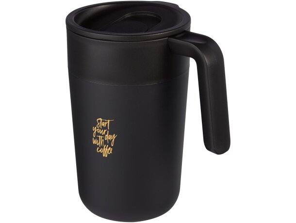 Taza térmica Nordia con doble pared reciclada de 400ml Negro intenso detalle 1