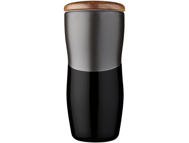 Vaso de cerámica de 370 ml de doble pared Reno Negro intenso detalle 2