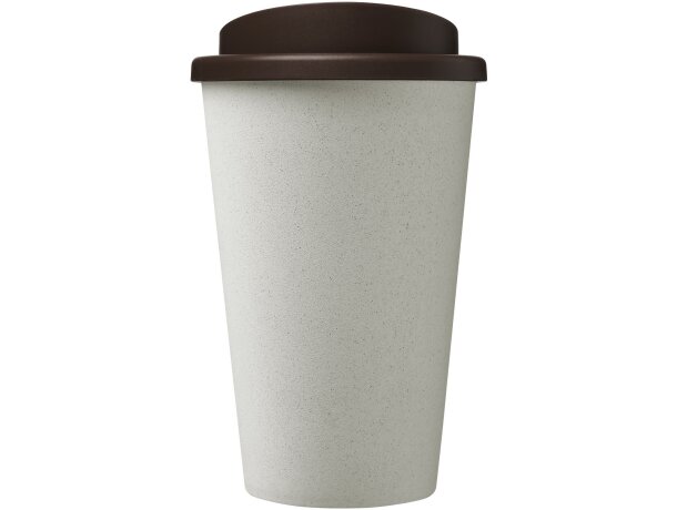 Vaso de plástico con tapa de rosca polipropileno reciclado 350ml Blanco/marrón detalle 2