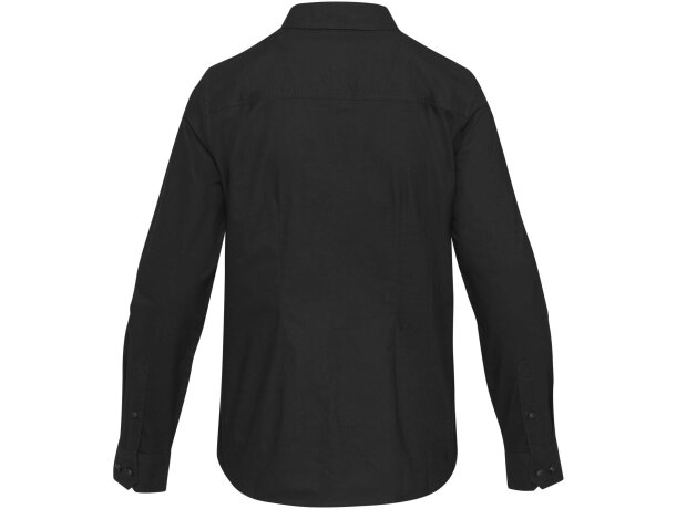 Camisa oxford mujer Sphene algodón BCI certificado Negro intenso detalle 11