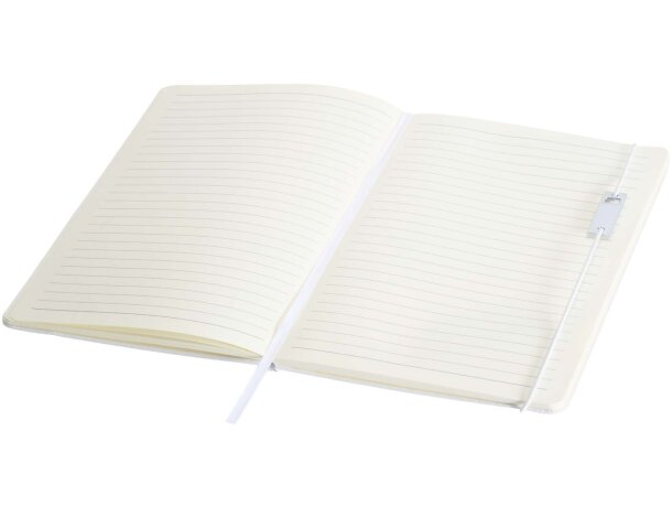 Set libreta A5 y rollerball Legato Elegance certificado RCS Blanco/blanco detalle 6