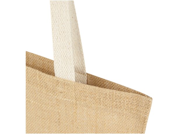 Bolsa tote Juta de yute laminado 300 g/m² con asas de algodón Natural/blanco detalle 4