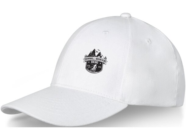 Gorra con visera precurvada y 6 paneles. Ideal para publicidad. Blanco detalle 1