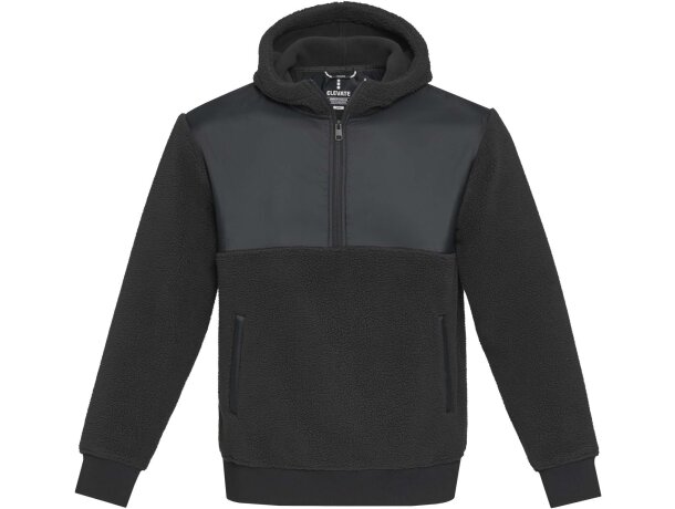Sudadera unisex polar sherpa reciclado Evans con capucha Negro intenso detalle 2