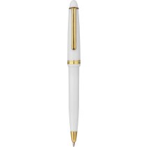 Bolígrafo de diseño fino con clip dorado blanco