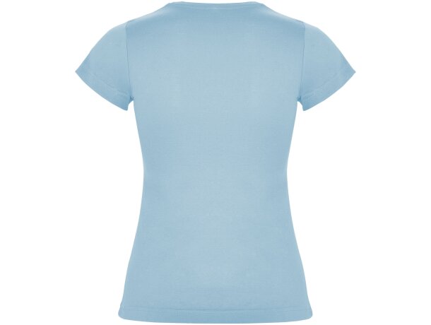 Camiseta mujer manga corta Jamaica Roly 100% algodón entallada Azul celeste detalle 18