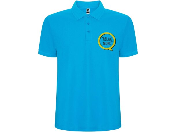 Polo manga corta hombre Pegaso Premium Roly punto piqué Azul turquesa detalle 25