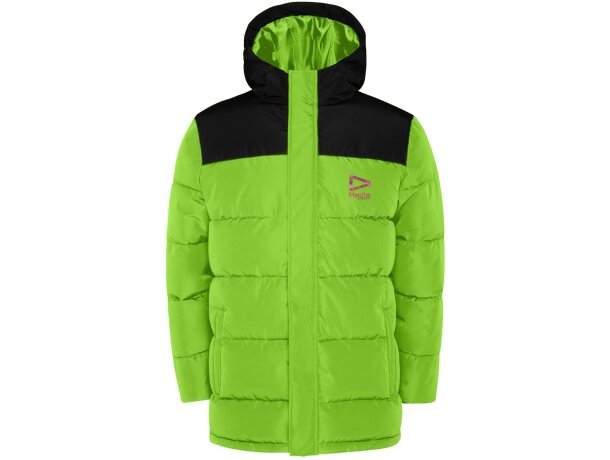 Chaqueta acolchada infantil Tallin Roly con capucha fija Lima/negro intenso detalle 1