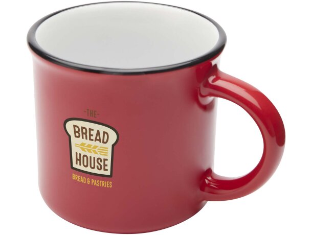 Taza cerámica Bari 240 ml diseño vintage acabado brillante Rojo detalle 7