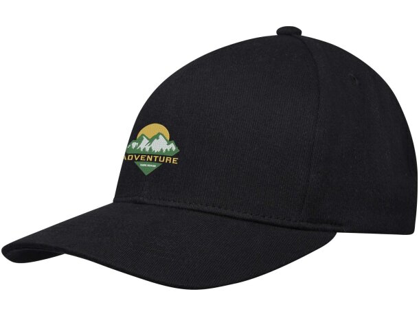 Gorra reciclada seis paneles Aware Opal con rastreador QR Negro intenso detalle 1
